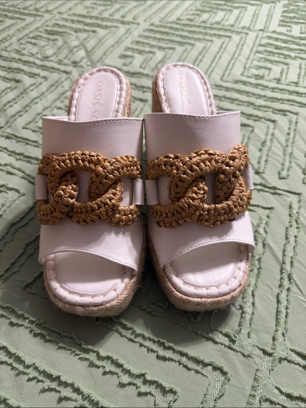 Oasis White Braided Espadrille Slide Mules